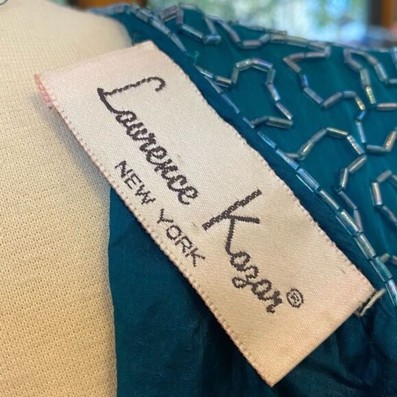 Vintage 100% Silk Peacock Teal Beaded Cocktail Dress - Picture 12 of 13